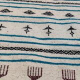 Kilim handmade white carpet in natural wool