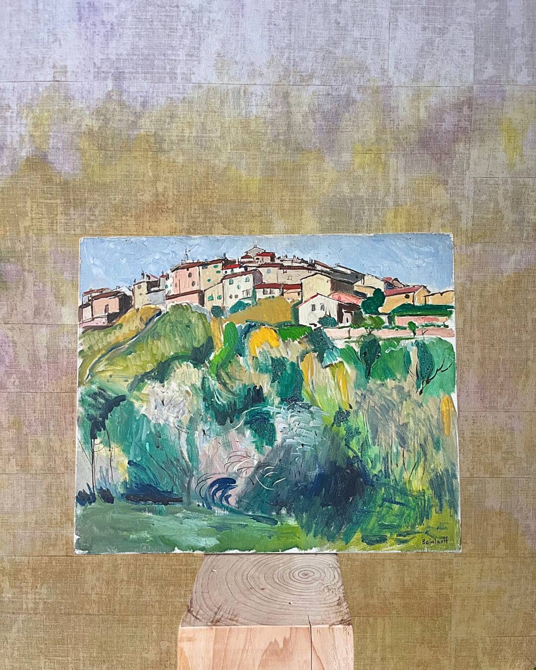 Original painting signed Balaloeff – Village on a hill