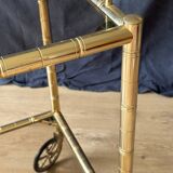 Chariot de bar, desserte en laiton et verre fumé, 1960