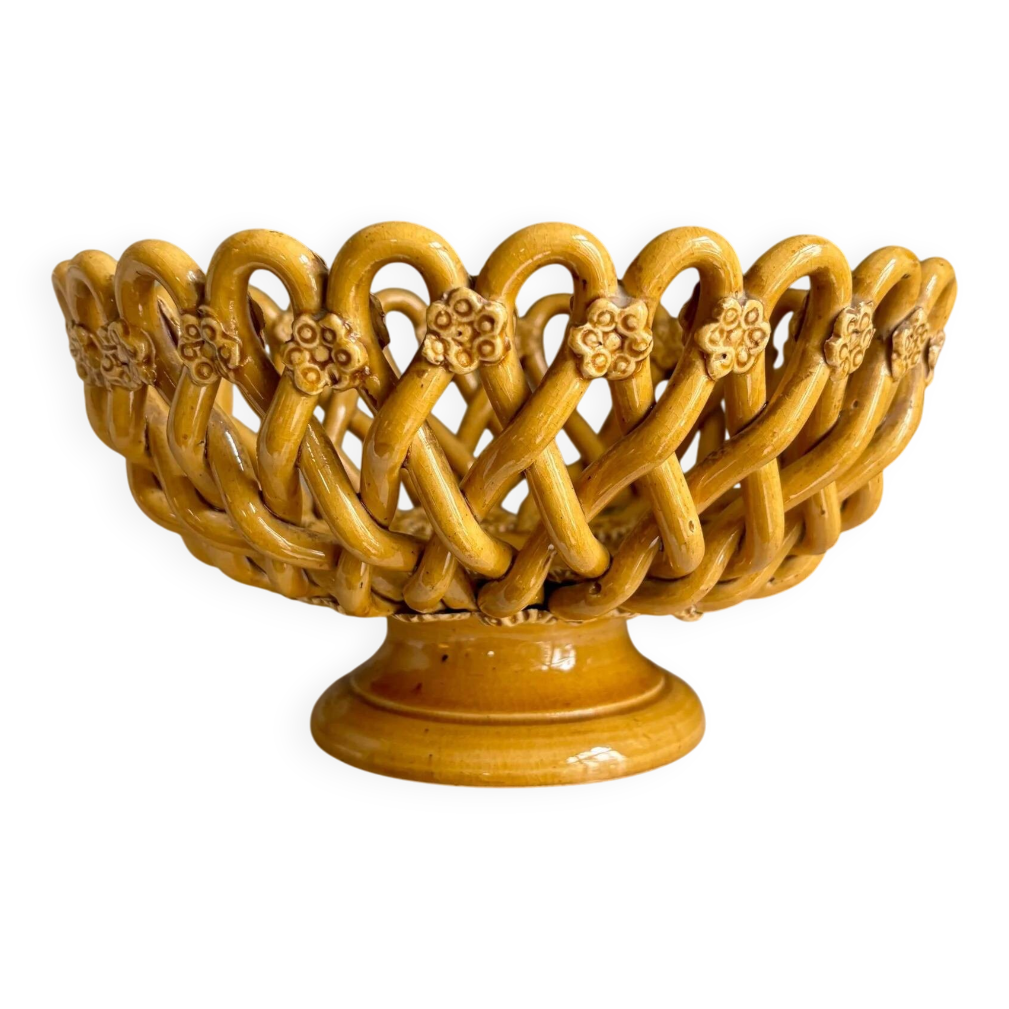 Openwork bowl Pichon Uzès in ochre earthenware