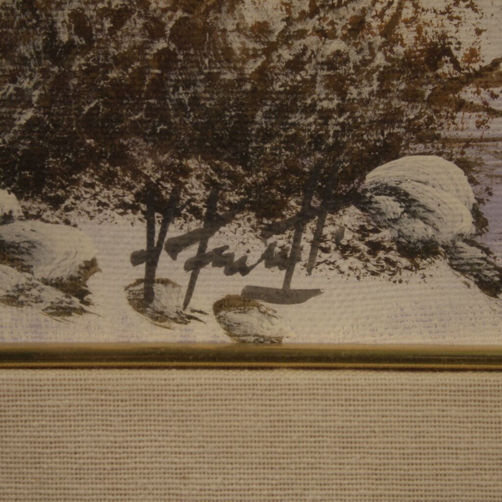 Italian winter landscape painting oil on canvas