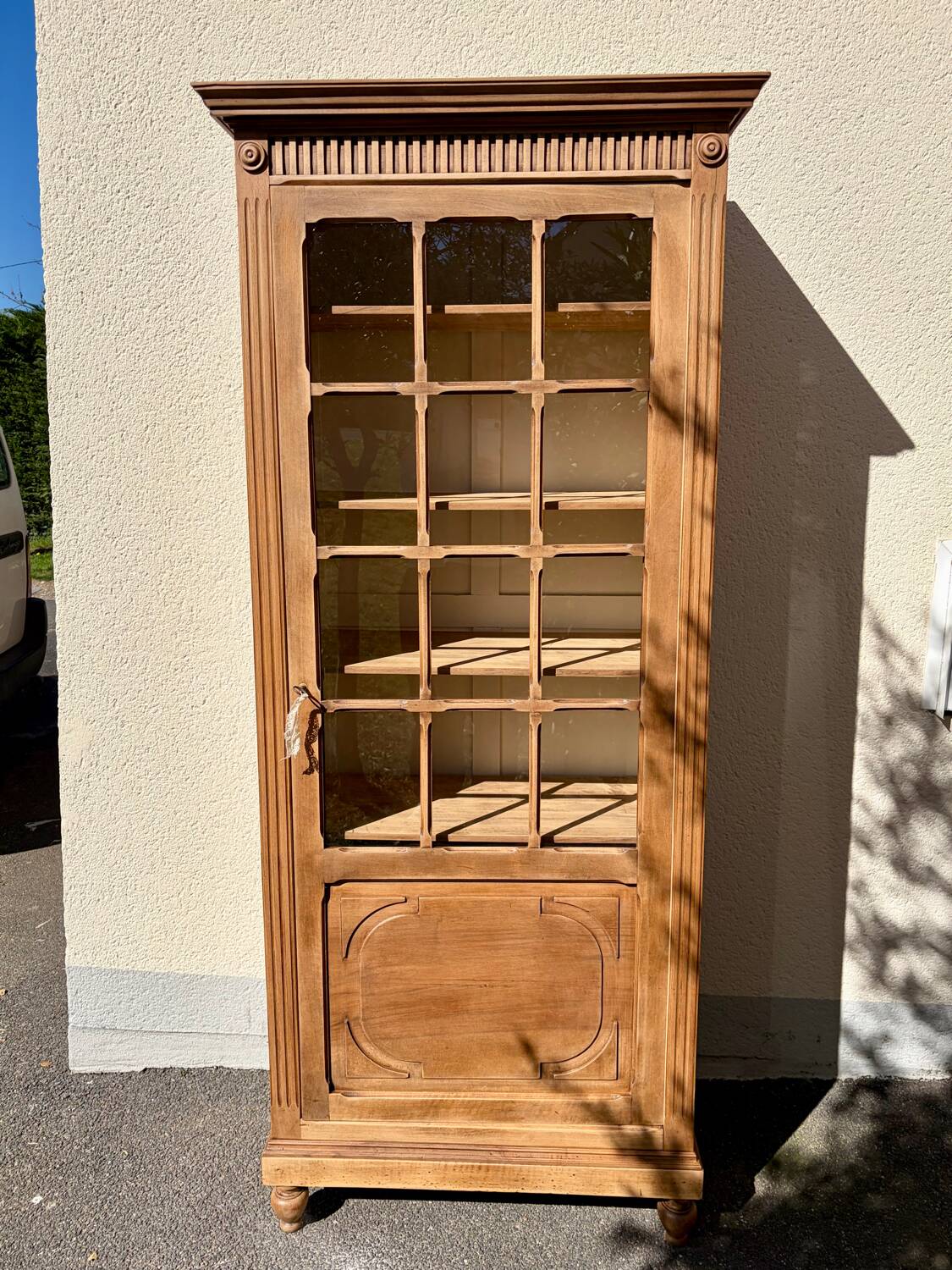 Raw wood display cabinet