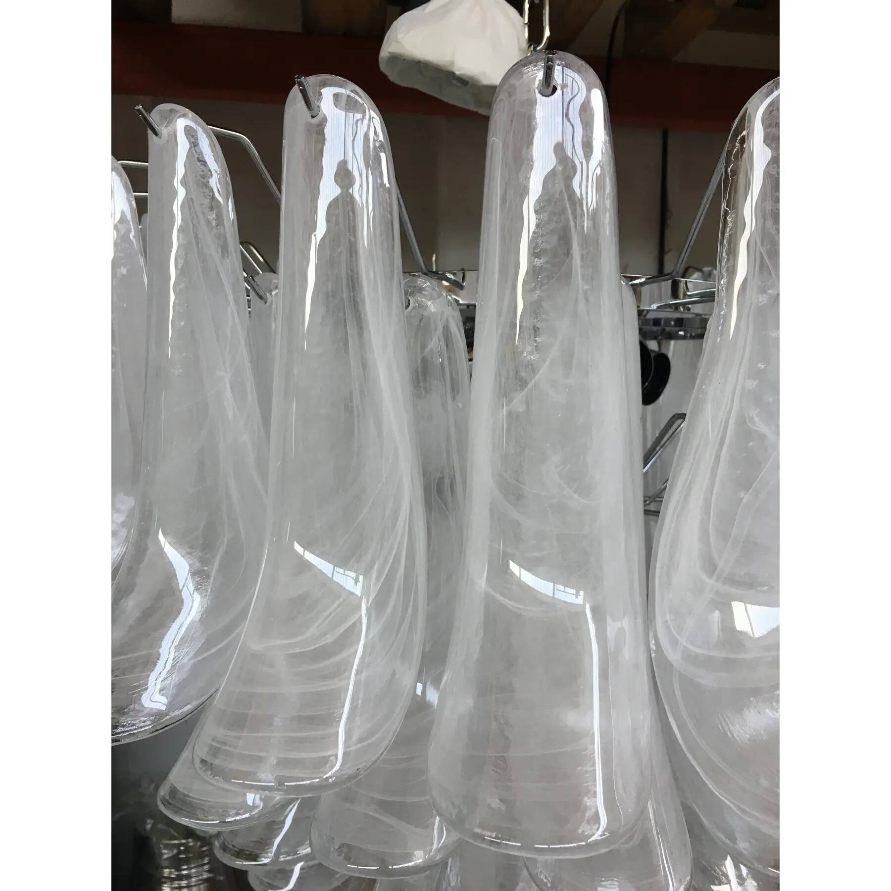 Contemporary Murano Glass Chandelier Italian Sella Alabastro