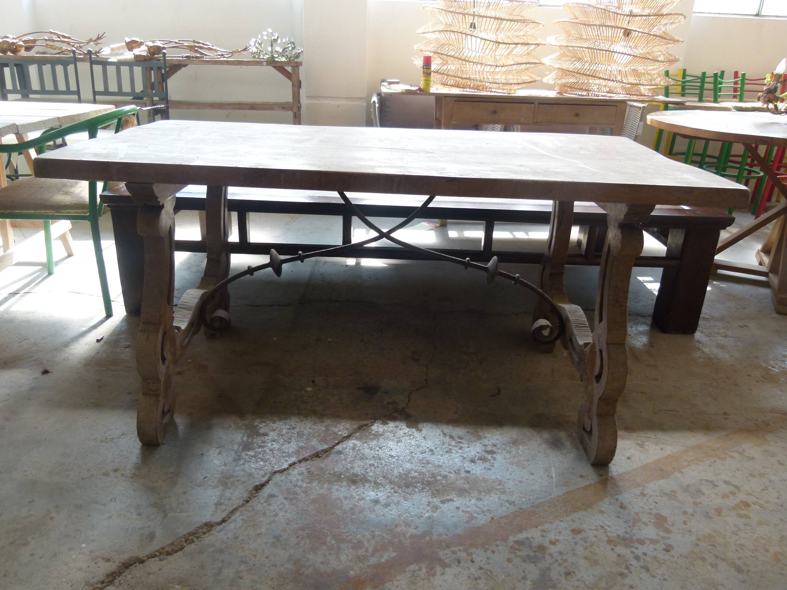 20th century solid wood farmhouse table