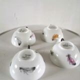 4 cups in fine limoges porcelain signed LC 60s