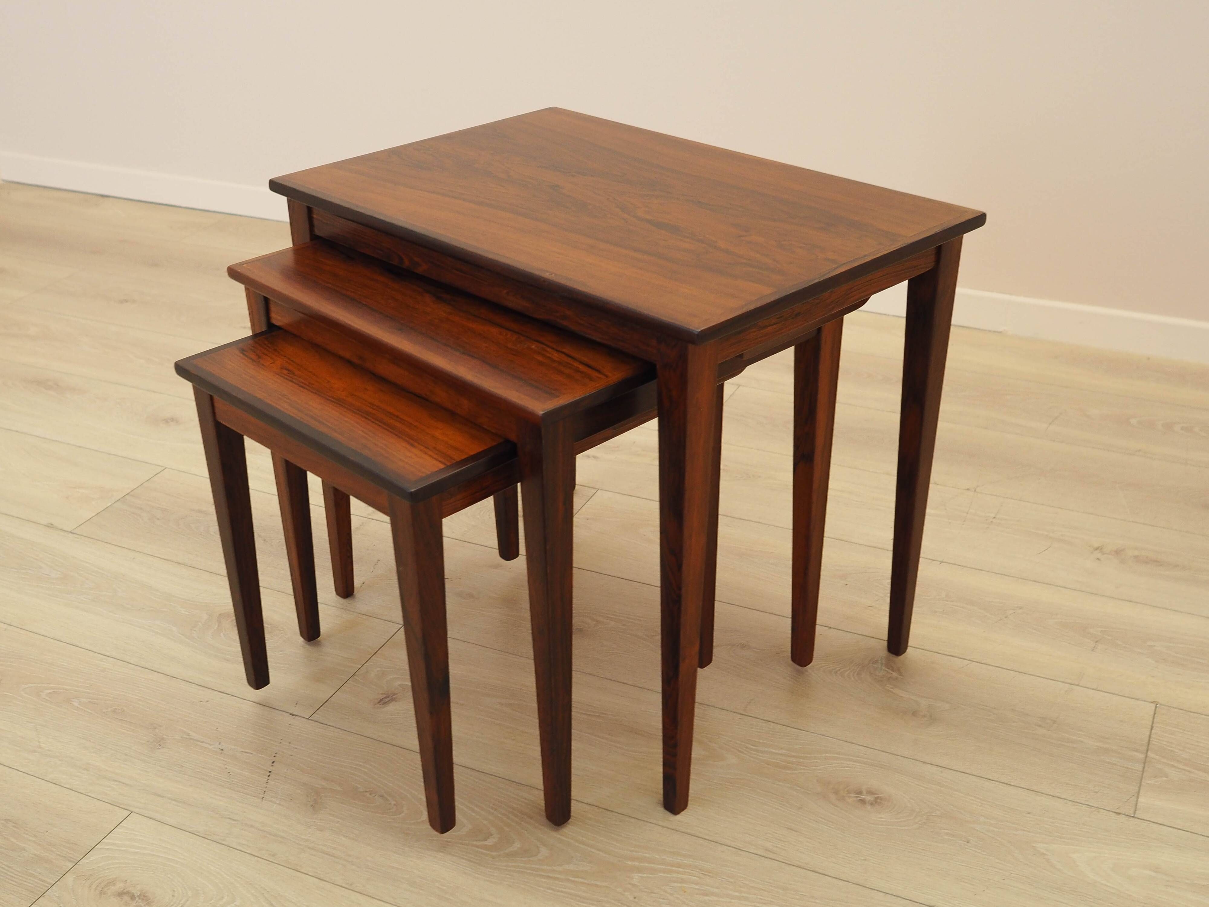 Set of three rosewood coffee tables, Danish design, 1960s, made in Denmark