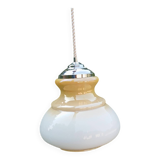 Honey cream opaline pendant light with chrome finish