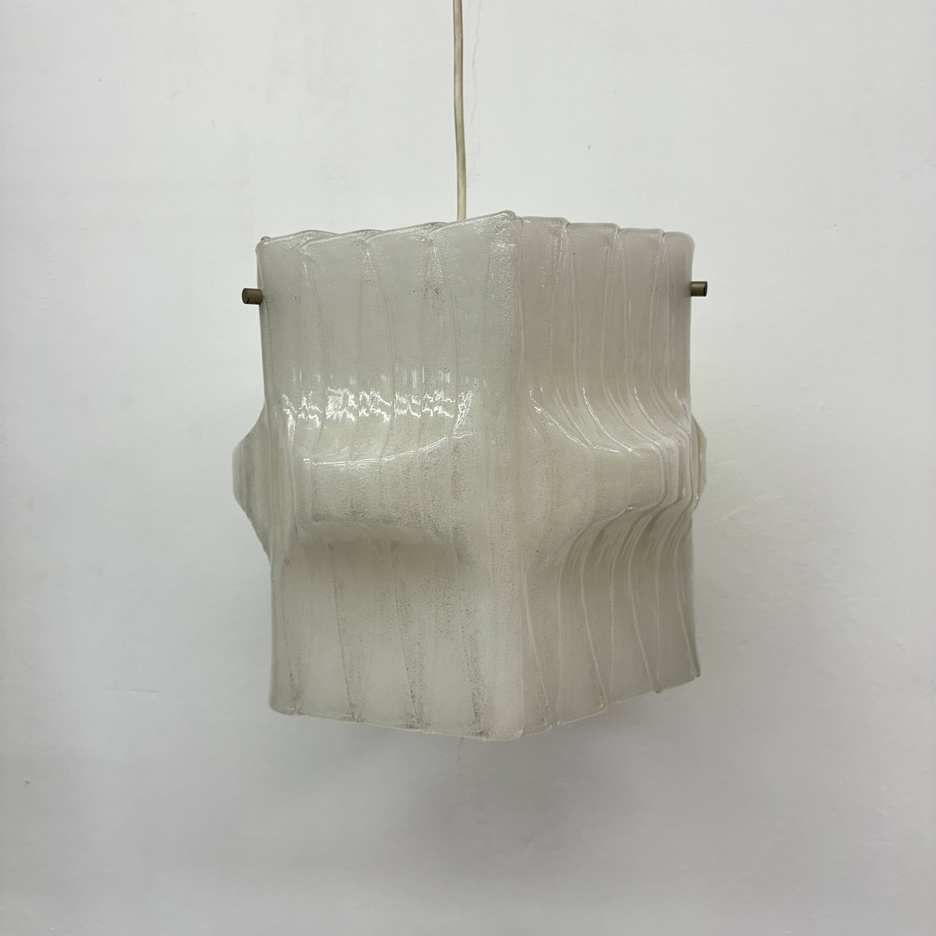 Mid-Century ice lucite pendant lamp , 1970s