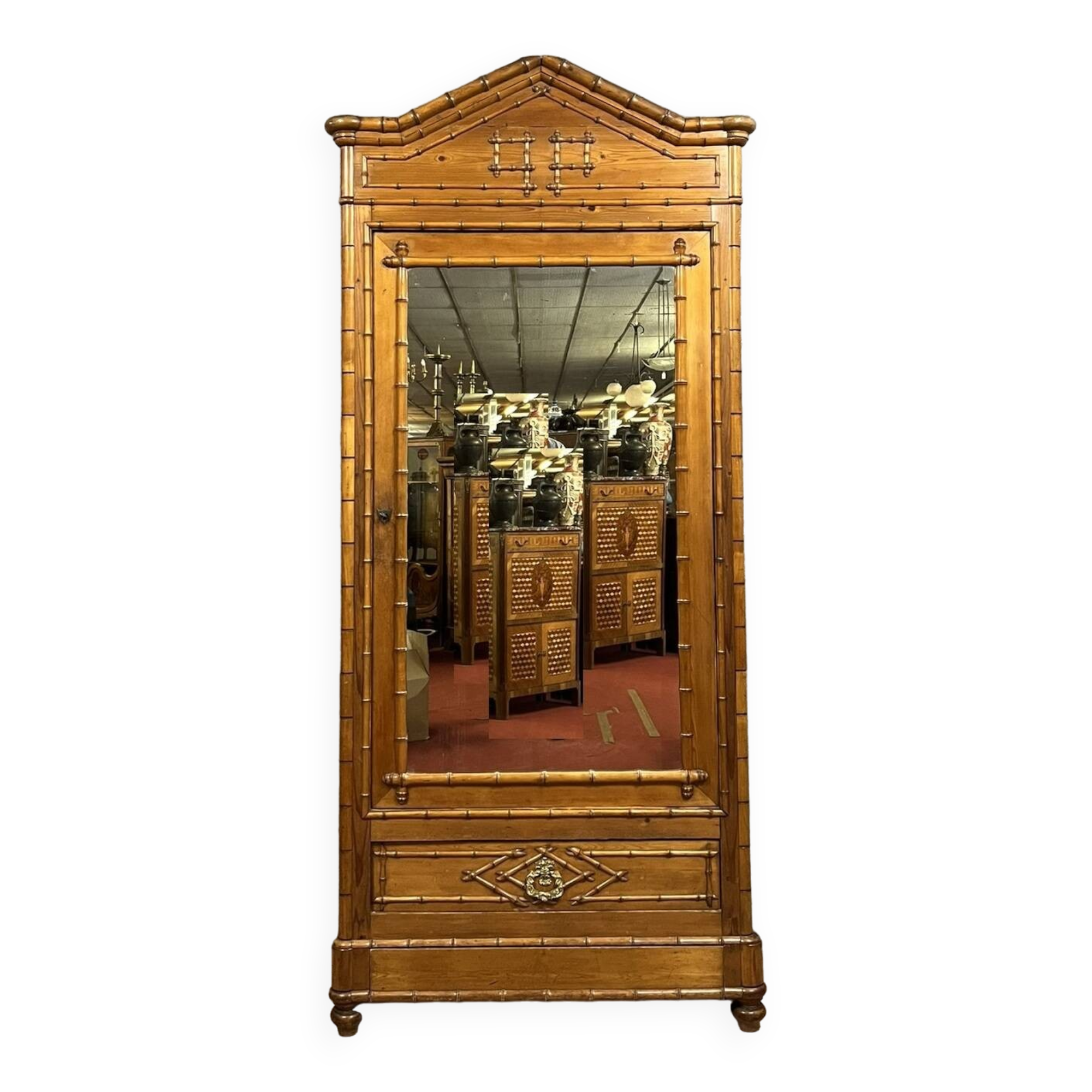 Napoleon III period wardrobe in bamboo-style cherry wood