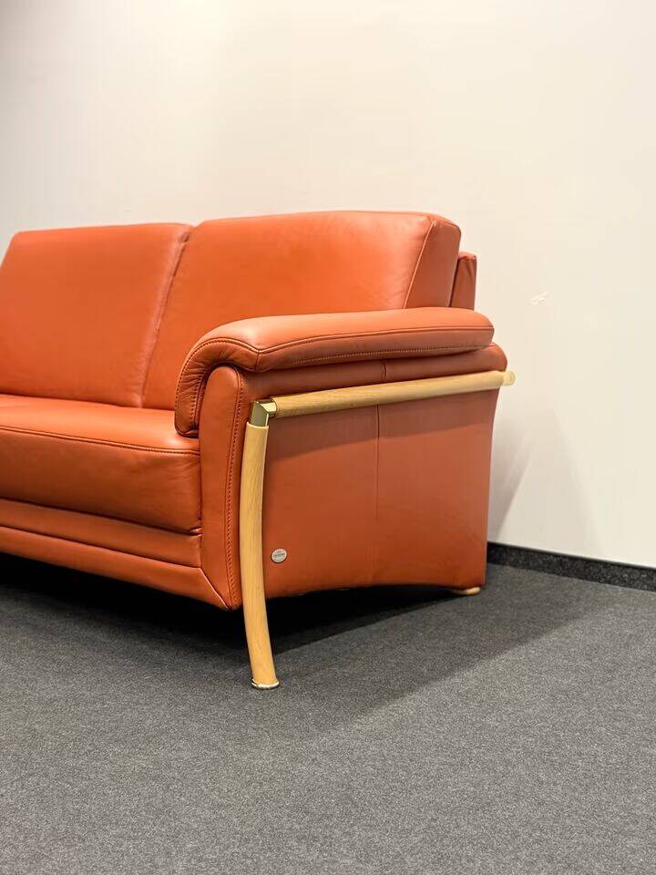 Himolla 2-Seater Orange Leather Sofa
