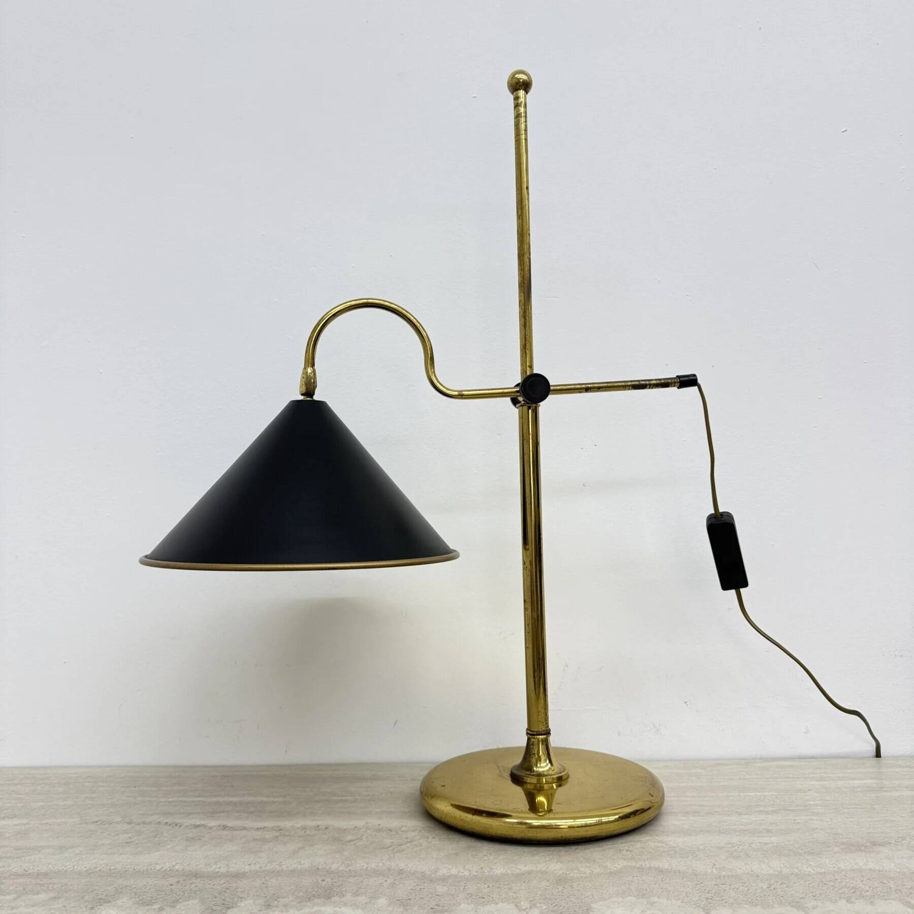 Mid-century adjustable brass desk lamp, 1970s