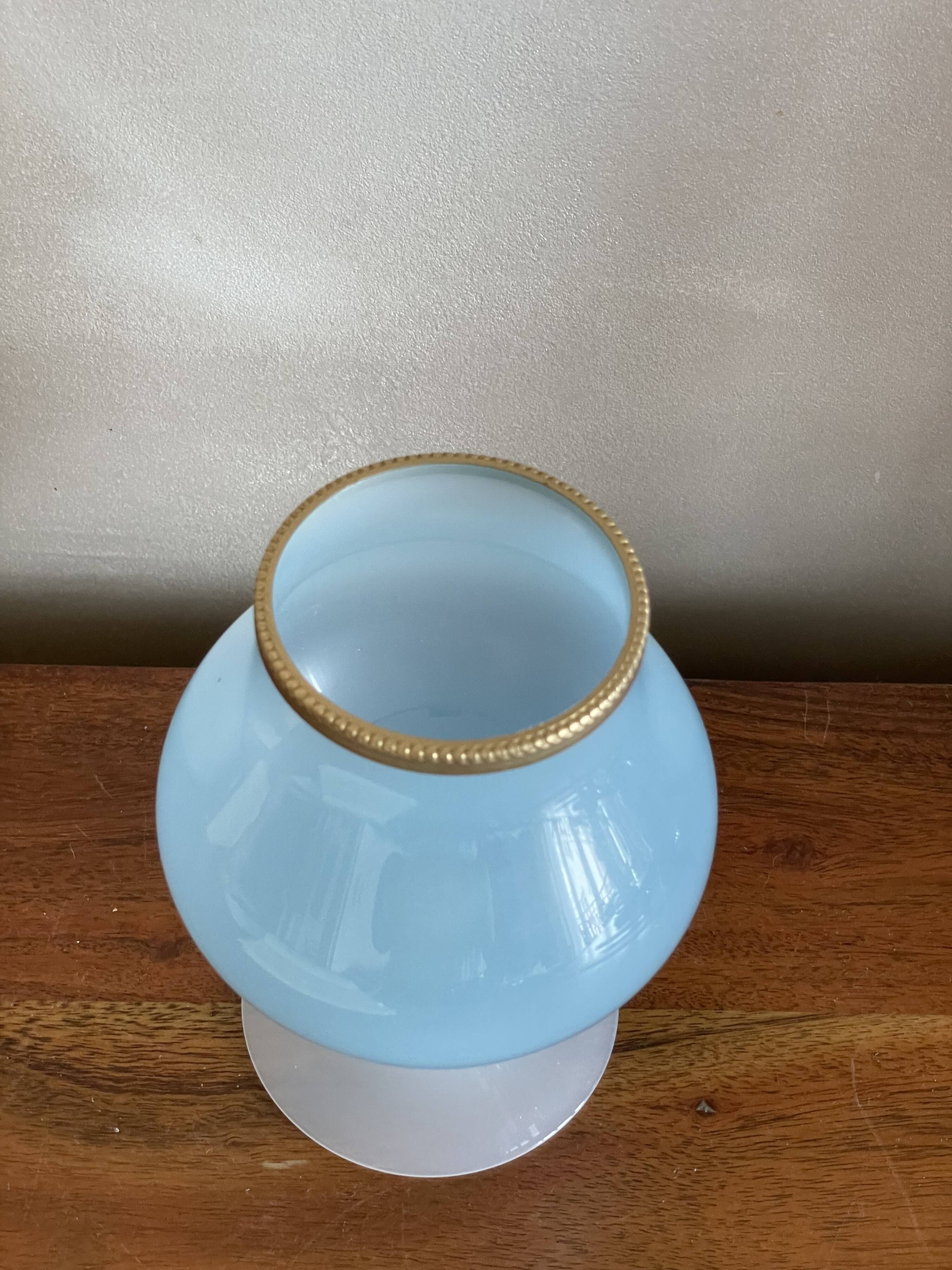 Opaline and brass cup