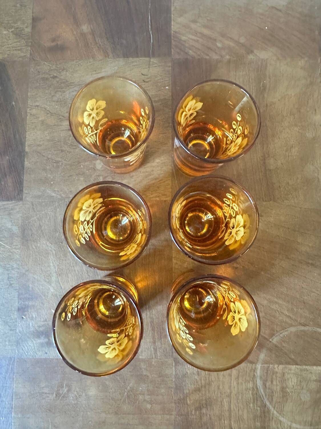 Set of six antique liqueur glasses