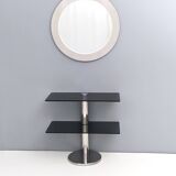 Round Wall Mirror with Mirrored Steel Frame, Italy