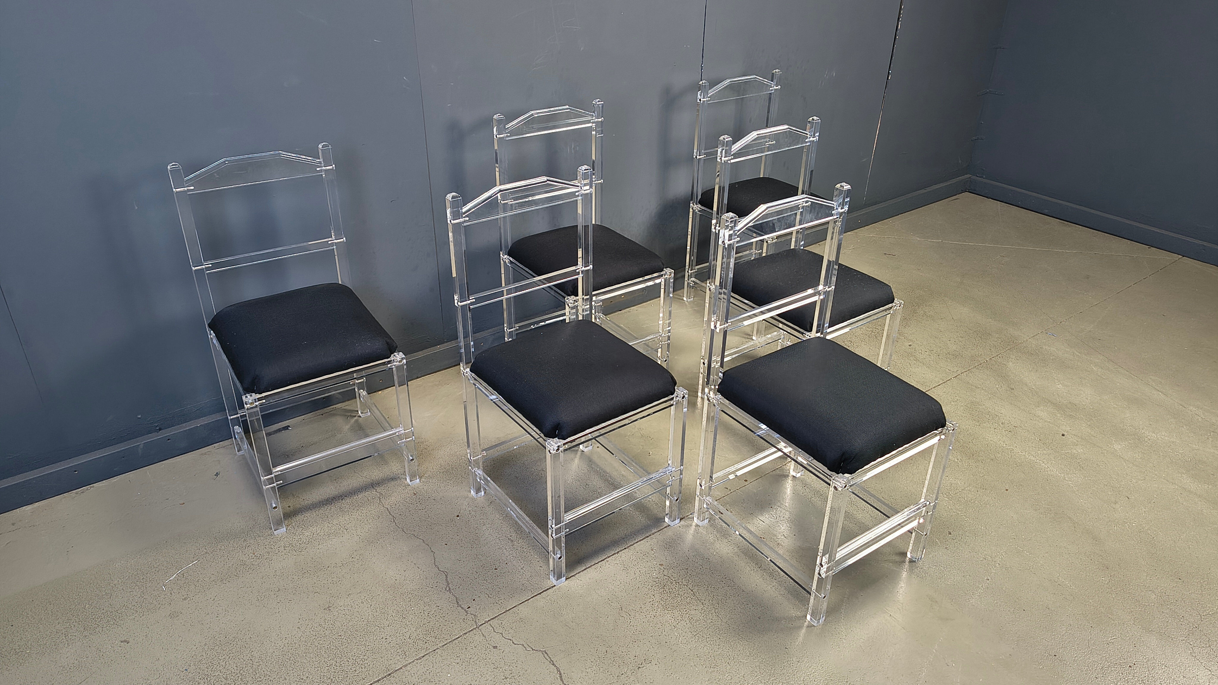 Lucite or plexi dining chairs, 1970s - set of 6
