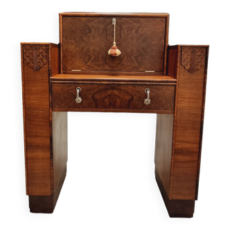 Arts and Crafts burr wood bureau desk