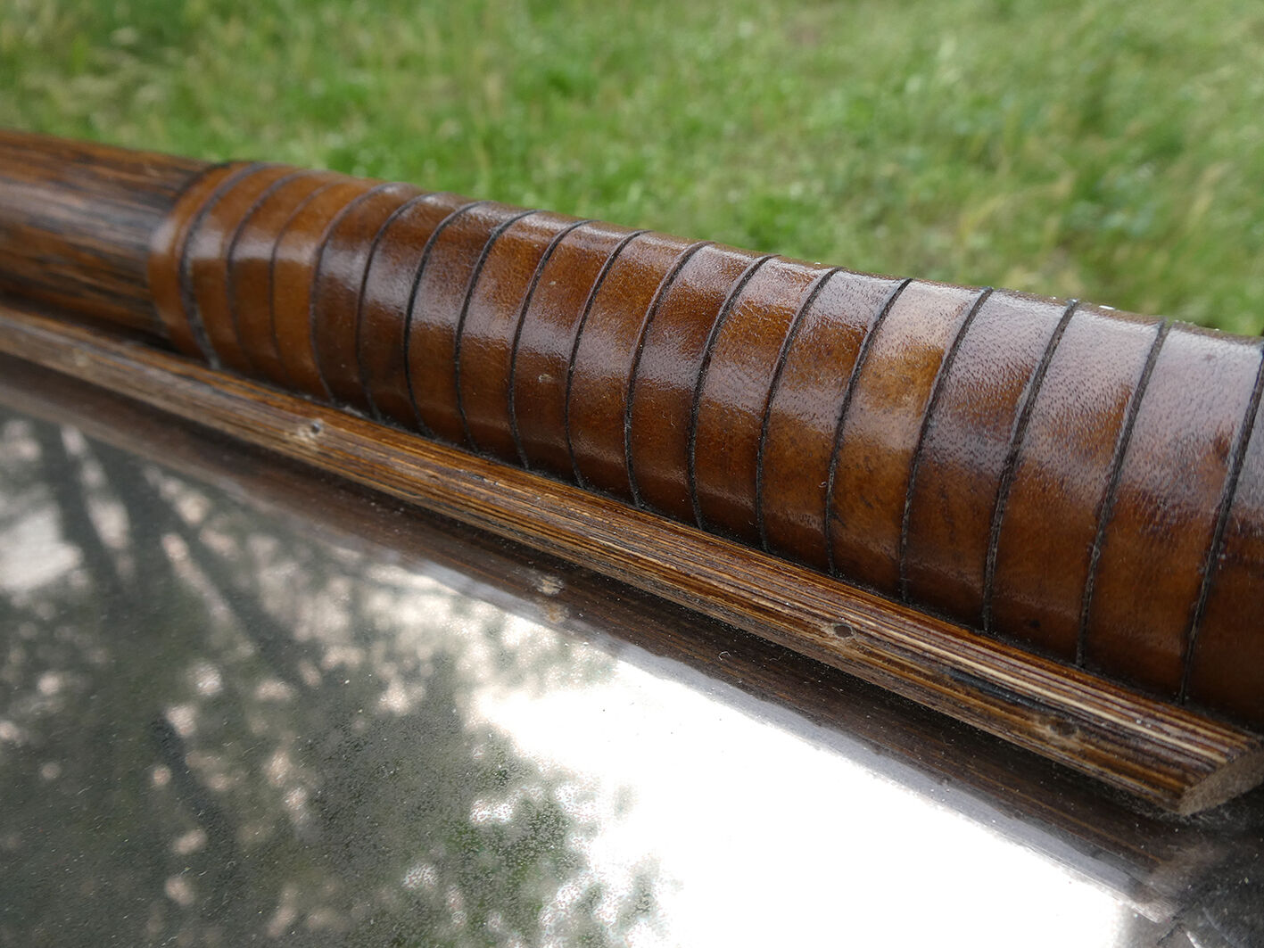 Vintage rattan psychedelic mirror 175x56cm