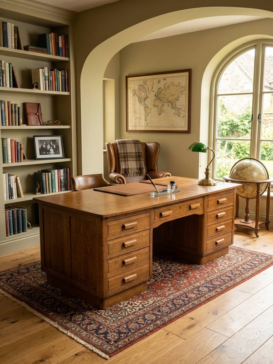 Bureau ministre XXL en chêne , 220 × 95 cm