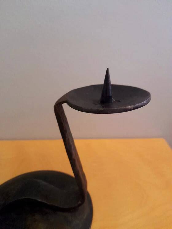 Brutalist hammered candlestick 1960