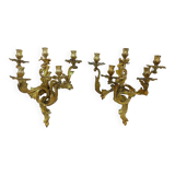 Paire d'appliques murales Louis XV en bronze