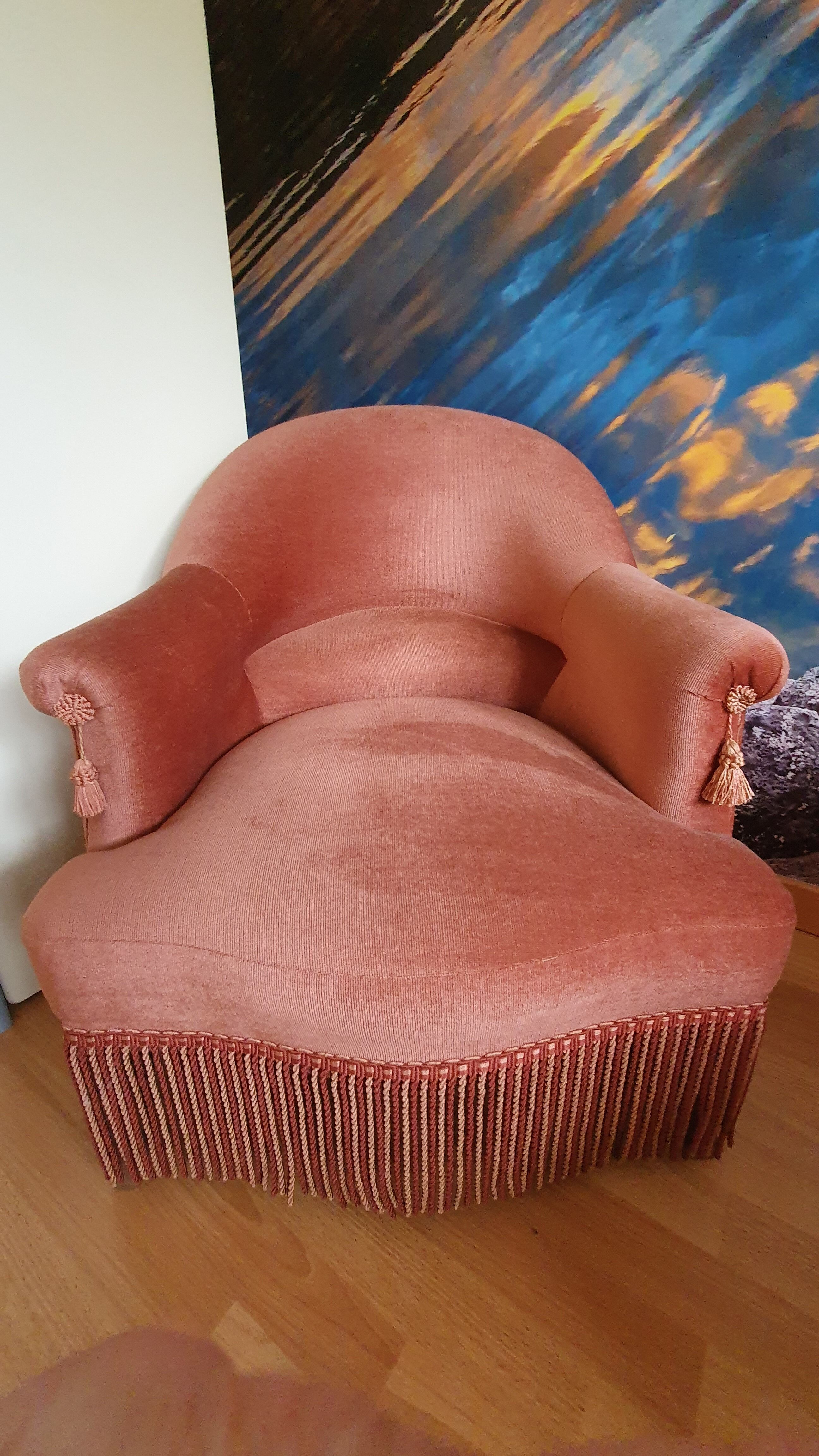 Fauteuil crapaud à franges
