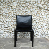 CAB 412 chair in black leather, Mario Bellini design for Cassina