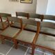 Set 6 chairs and 2 vintage Scandinavian teak and tweed chairs