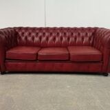 Sofa chesterfield convertible red leather