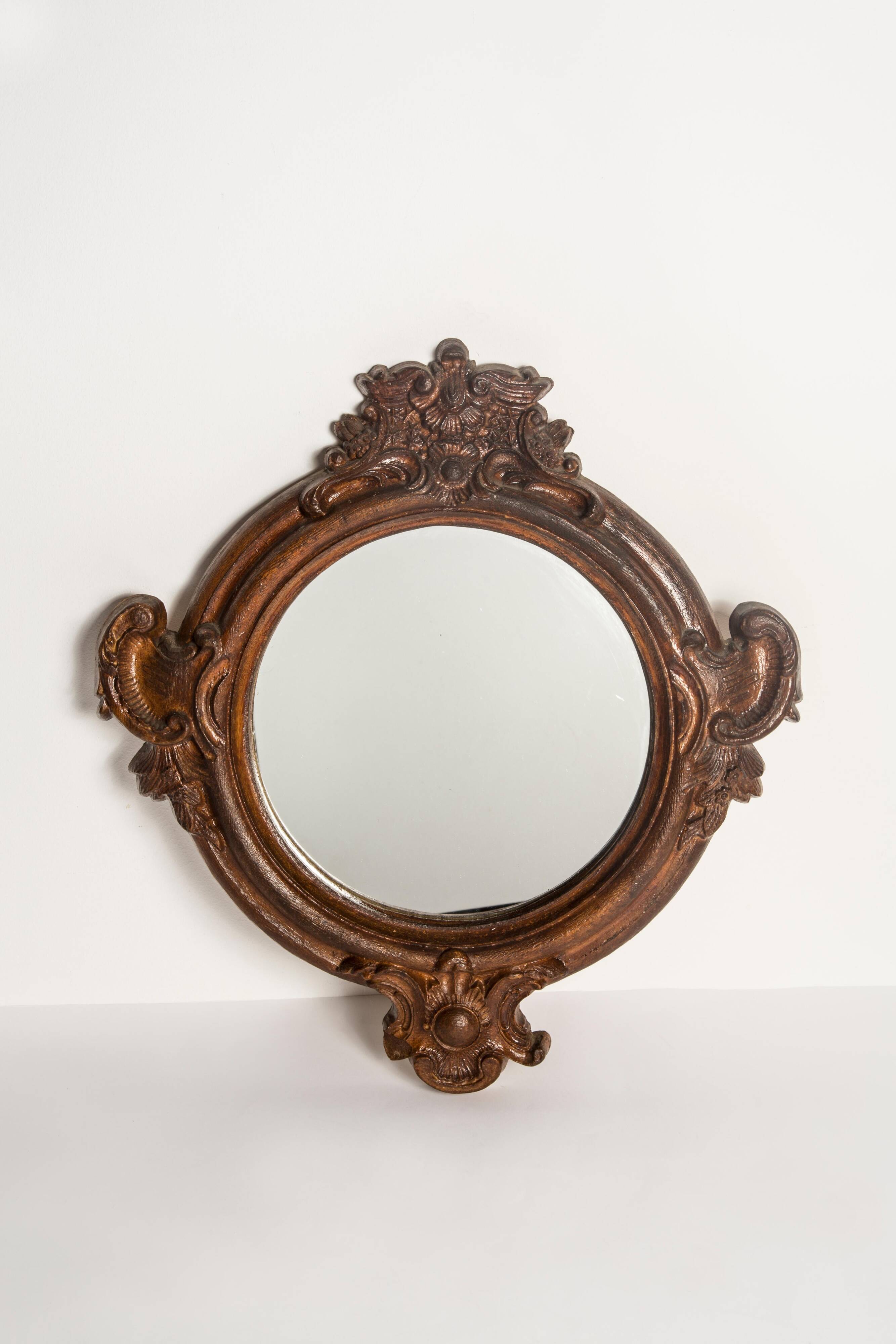Miroir original en verre décoratif marron moyen, Europe, années 1960