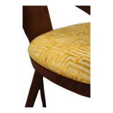 Ensemble de 4 chaises de salle à manger de style art déco en bois de chêne marron chocolat avec revêtement géométrique