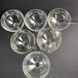 6 Champagne glasses – Cut and engraved glass – Art Deco