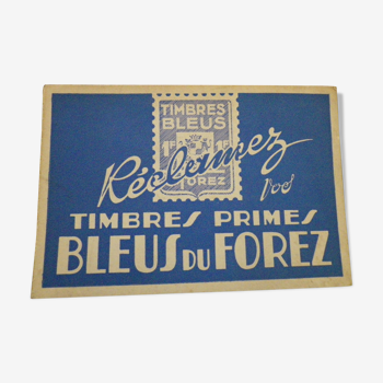 Plaque publicitaire "timbres primes bleus"