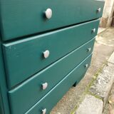 Commode vintage turquoise profond et bois