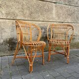 Pair of rattan armchairs