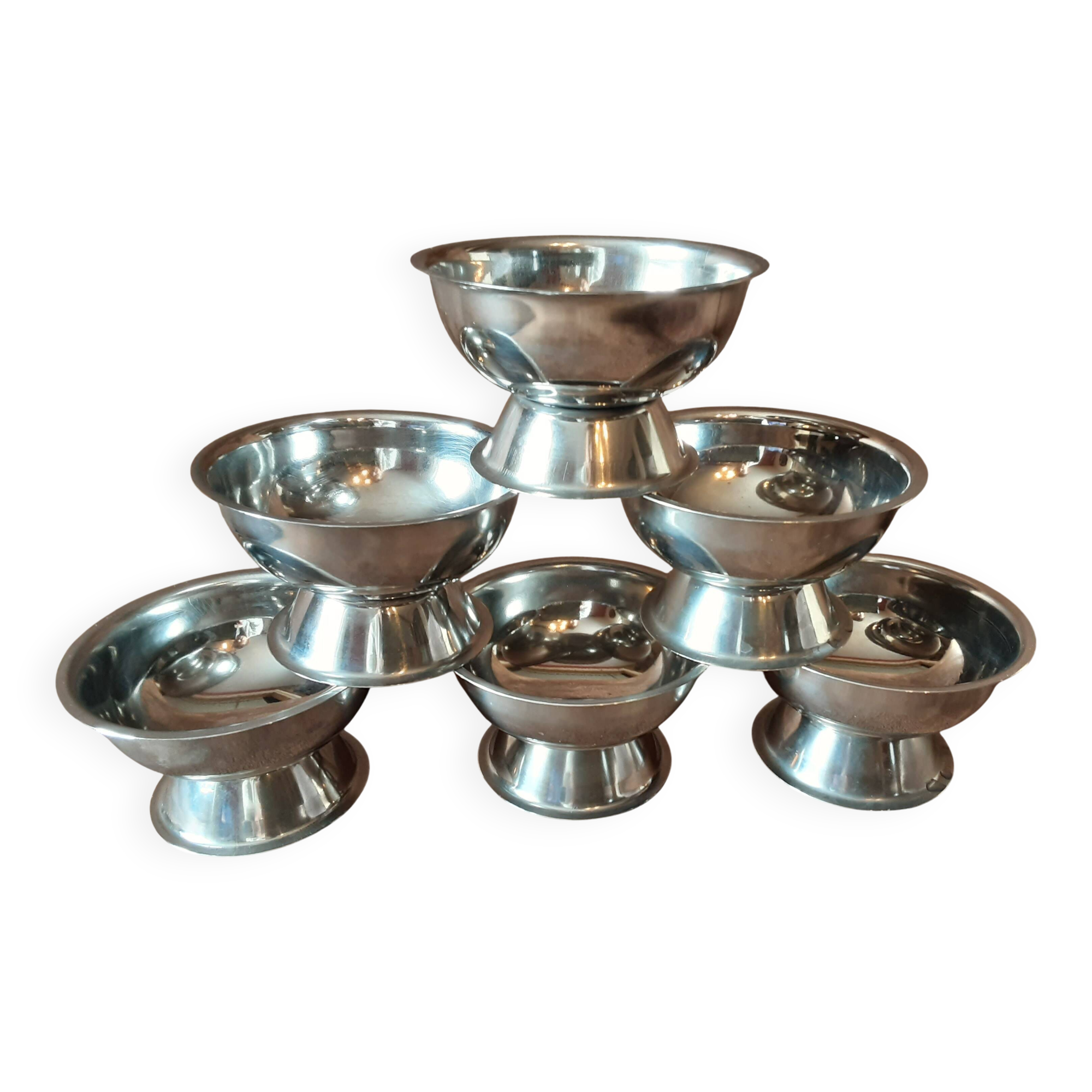 Lot de 6 coupes sur pied métal