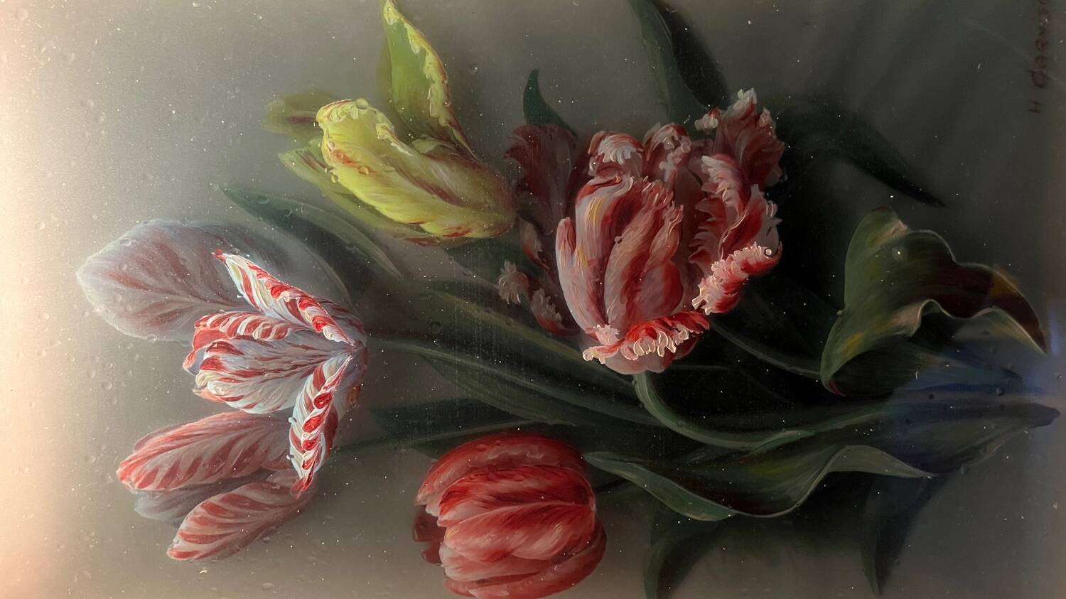 Fixed painting under glass signed H.Garnier