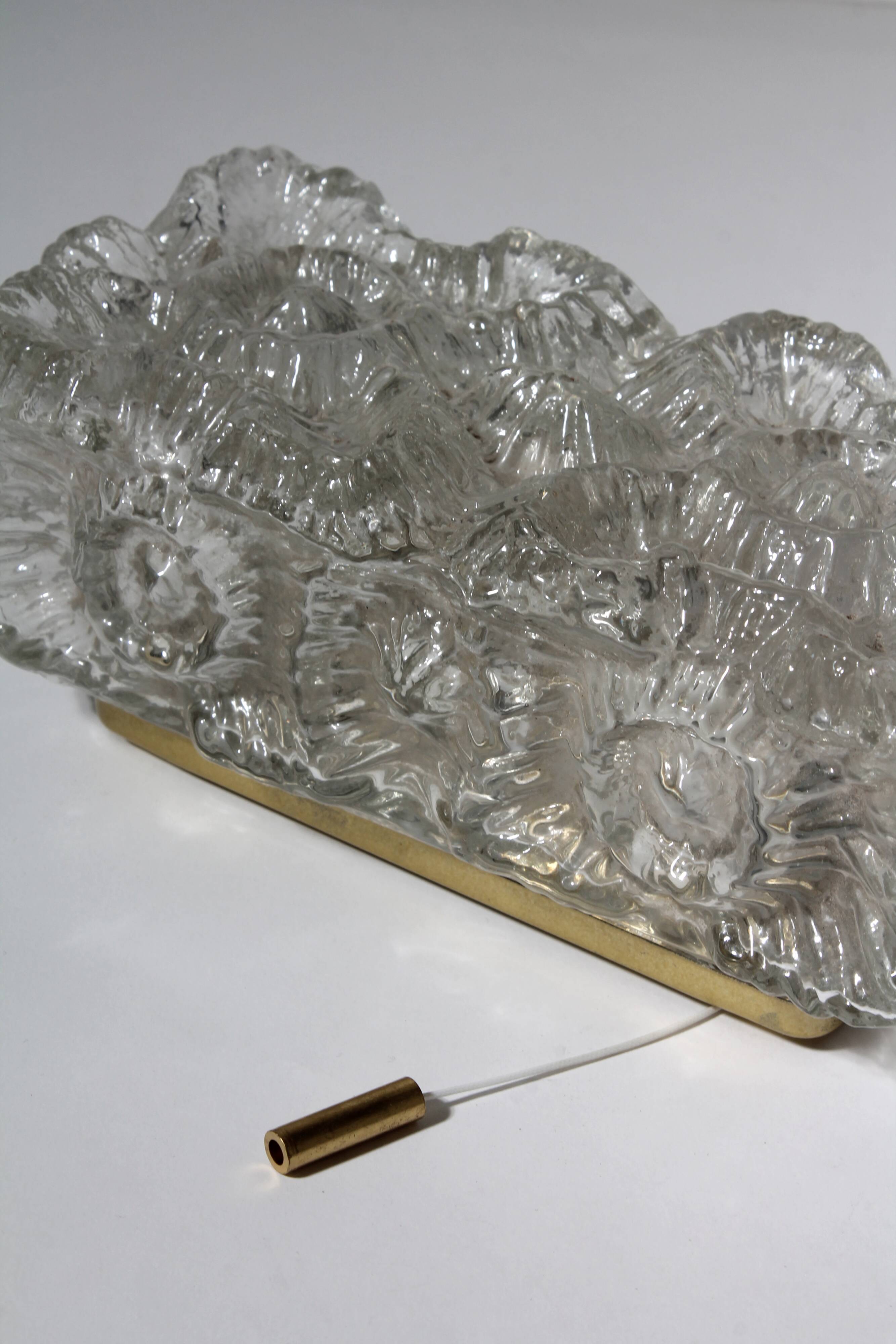 Applique en verre texturé de Glashütte Limburg, années 1970, Allemagne