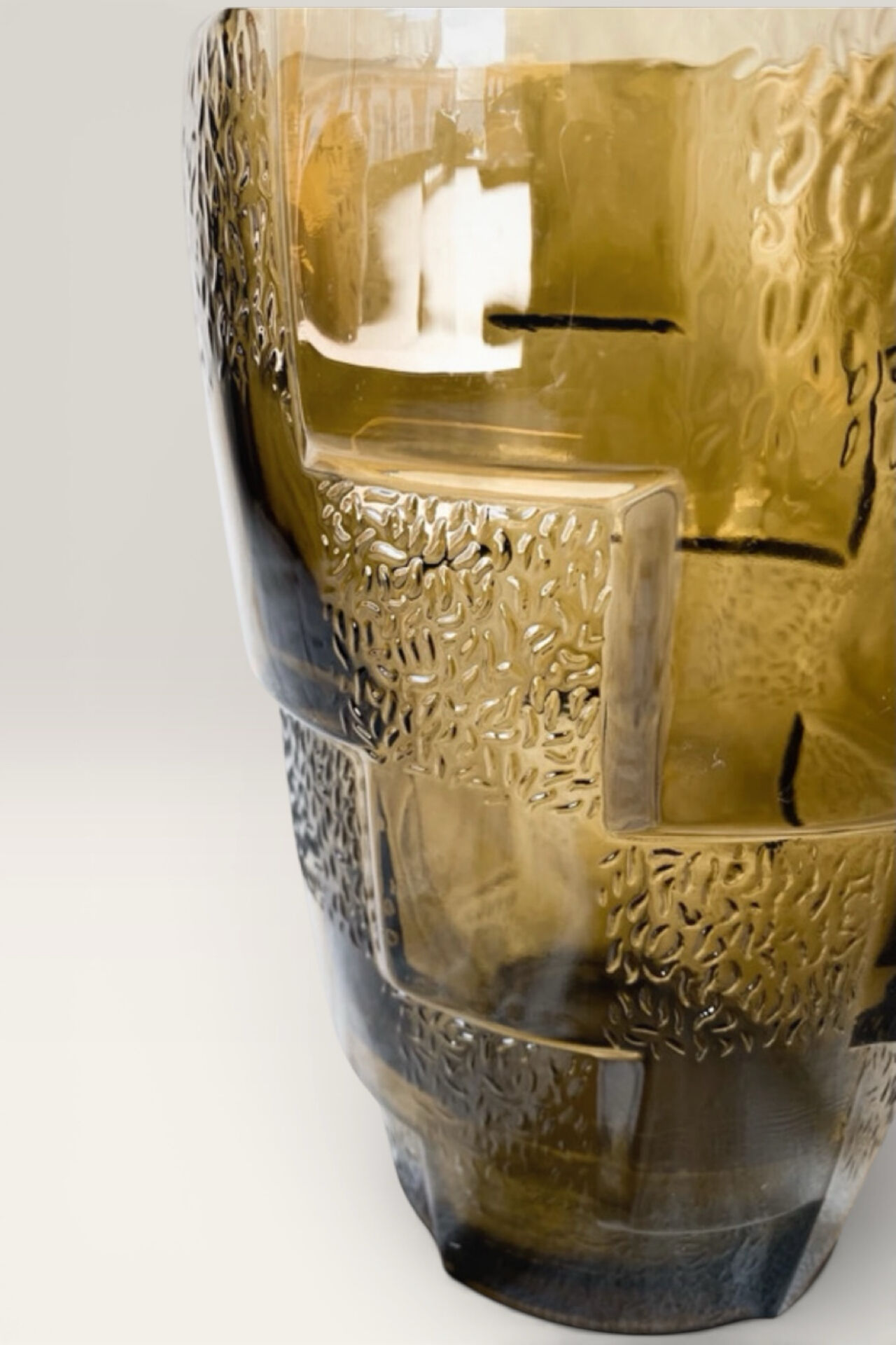 Pressed-mould glass vase 1970s Brutalist / Mid-Century aesthetic