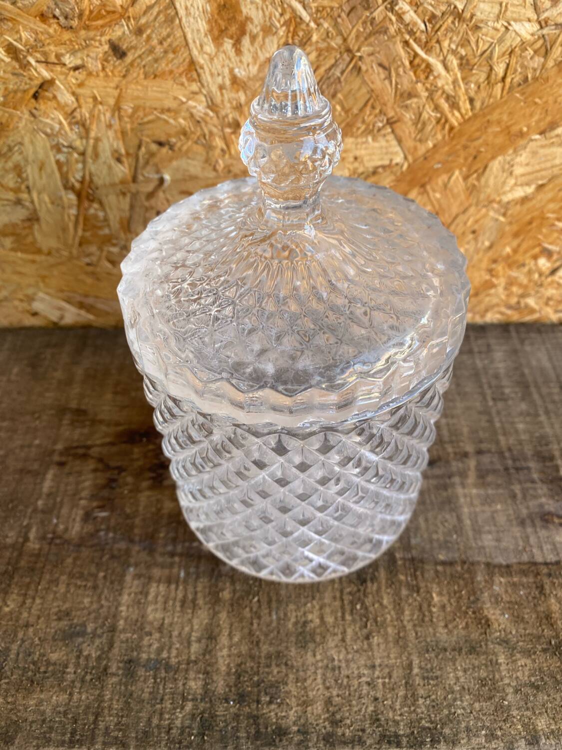 Vintage Molded Glass Bonbonnière Sugar Bowl #D903