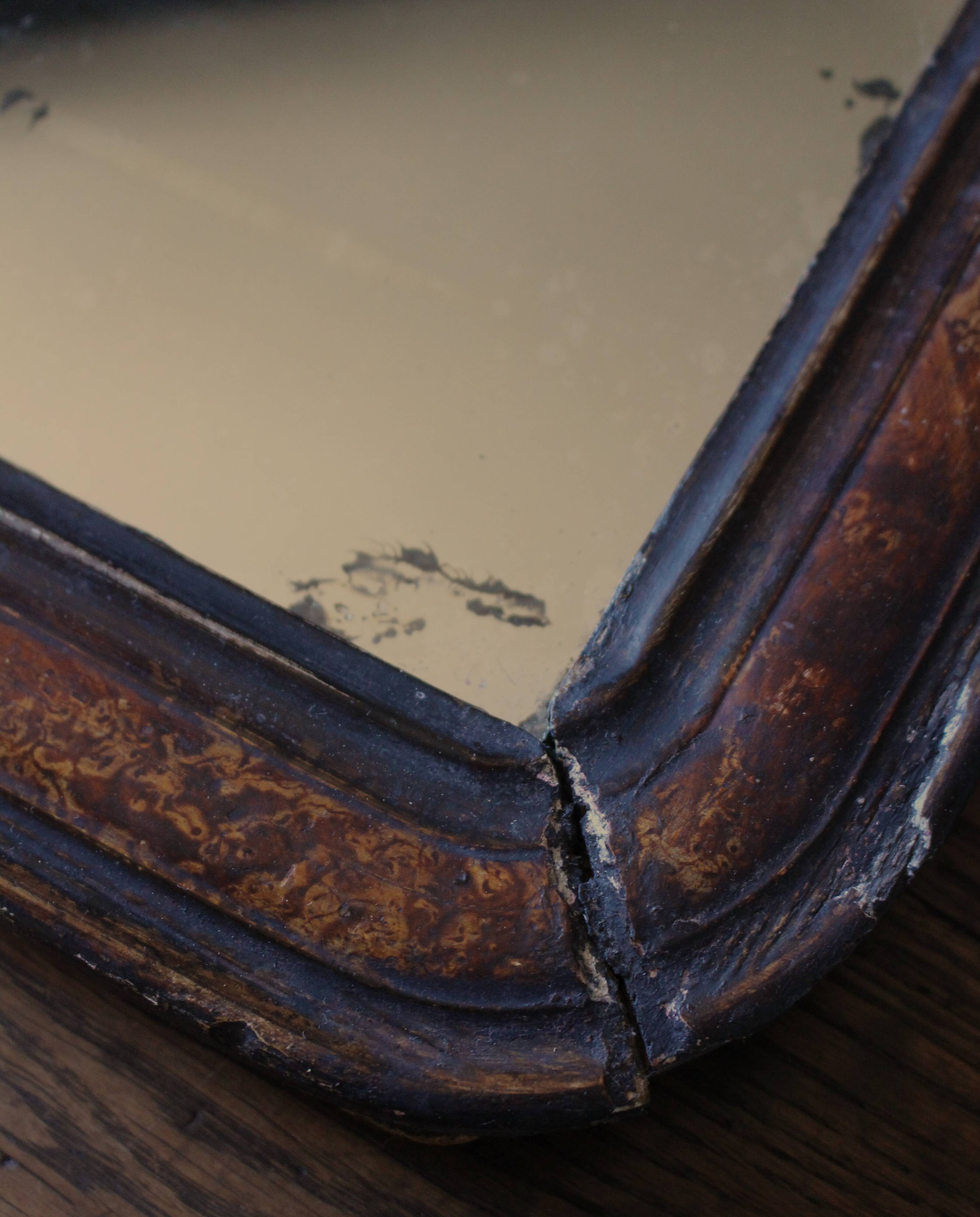 Miroir ancien Louis Philippe noir et marron