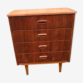 Dresser 4 drawers Scandinavian style teak 60s vintage