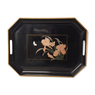 Black tray lay floral decoration