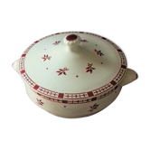 Soupière Digoin Sarreguemines Dominique fleurs rouges Art Deco
