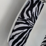 6 folding chairs in metal and zebra-patterned fabric, 1970s