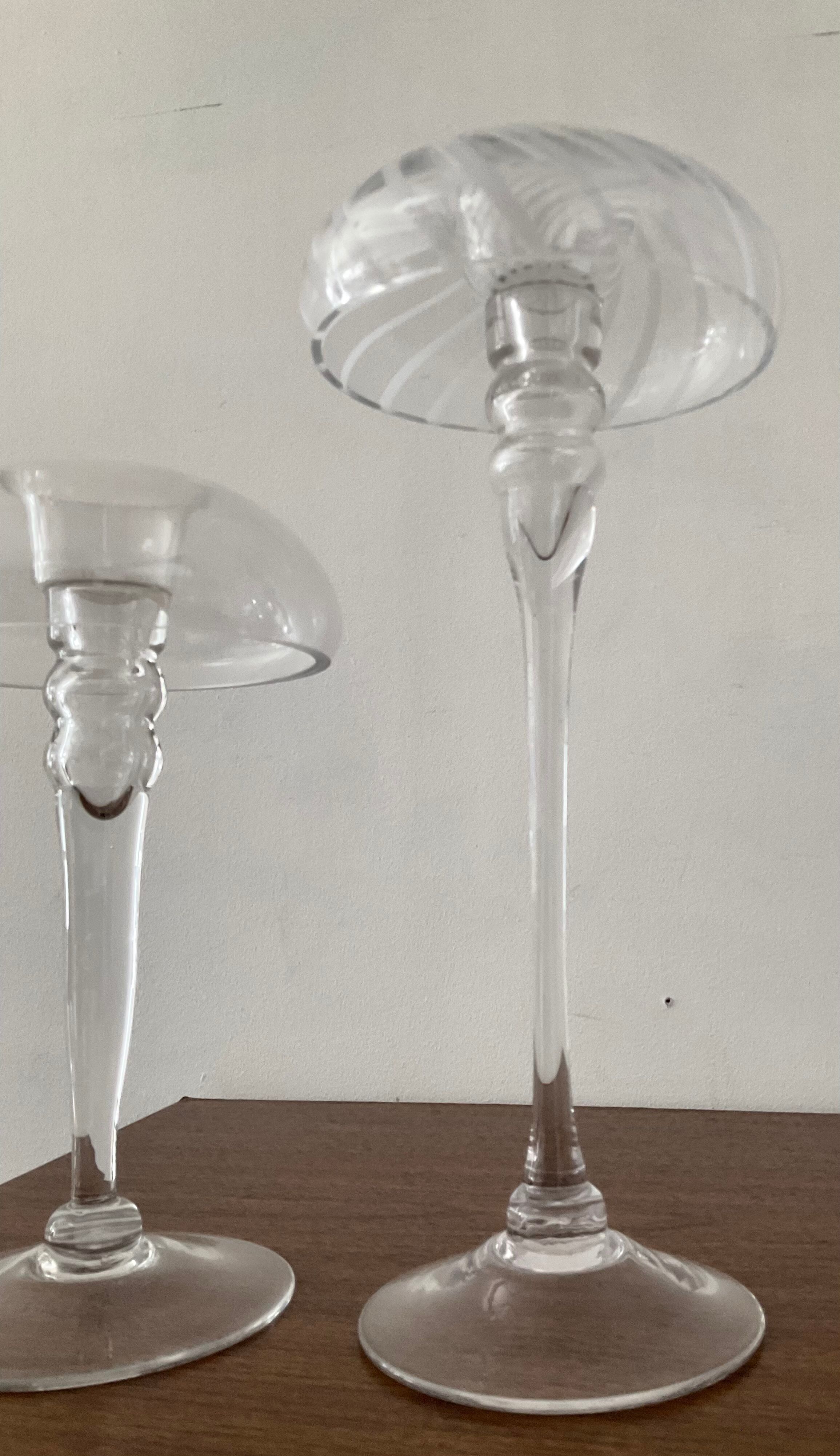 Pair of candle holders in glass paste
