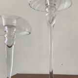 Pair of candle holders in glass paste