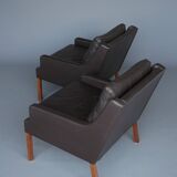 x2 Danish Armchairs in Leather by Georg Thams, Denmark 1960s