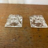 Pair of Antique Cut Arques Crystal Salt Cellars, Salt and Pepper Shakers, Vintage