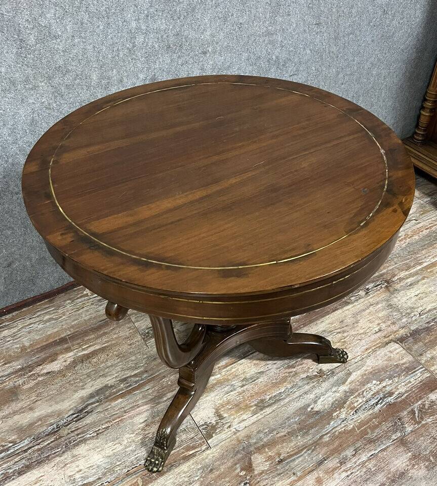 Lombard table from the Empire period in mahogany and brass trim circa 1820
