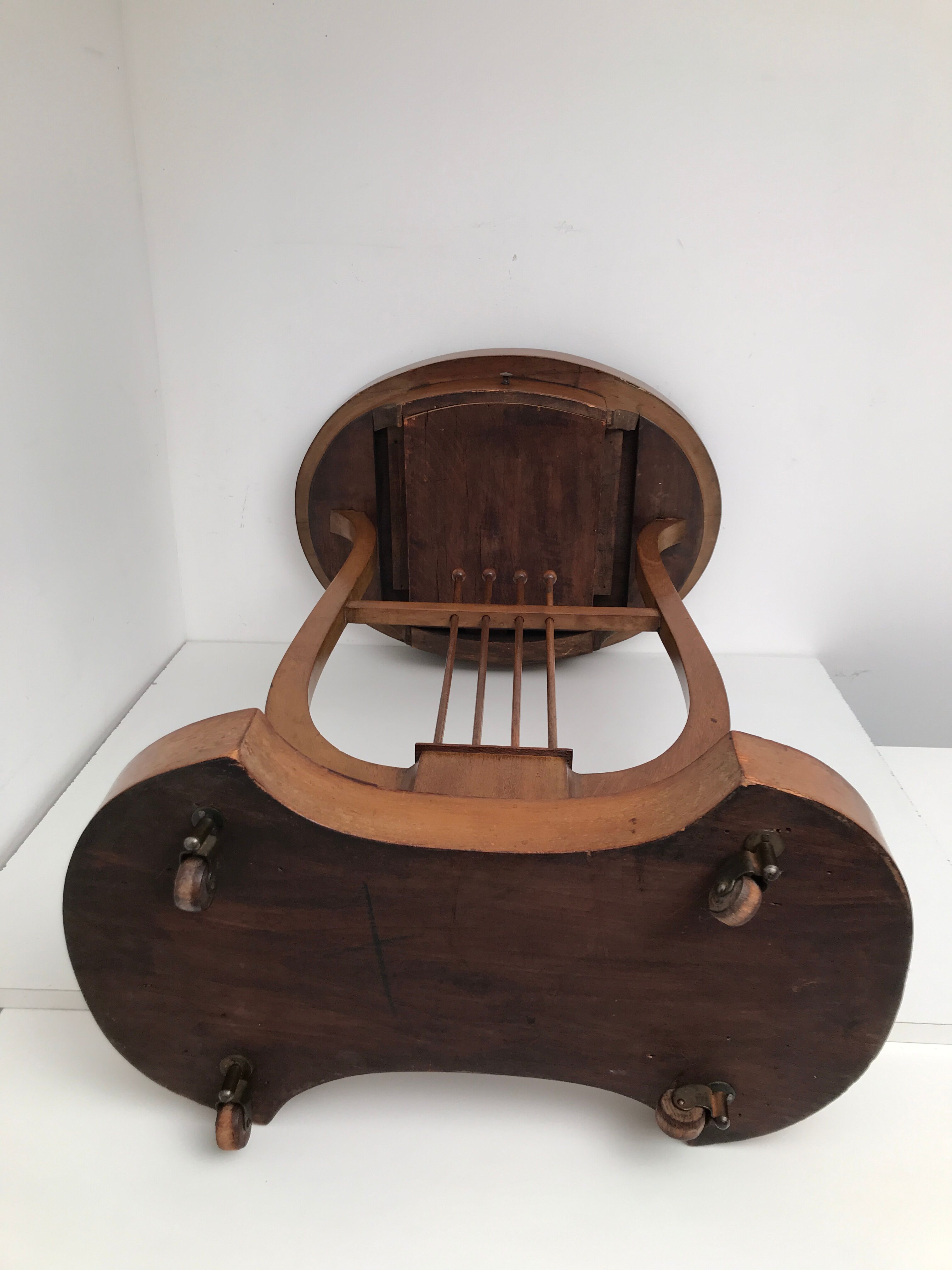 19th-century vintage lyre table